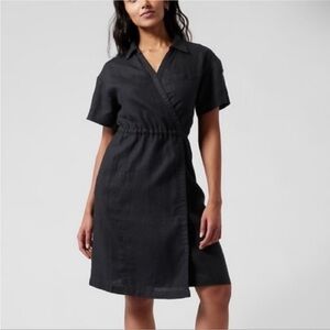 Athleta Black Sheath Midi Dress with Notched Collar